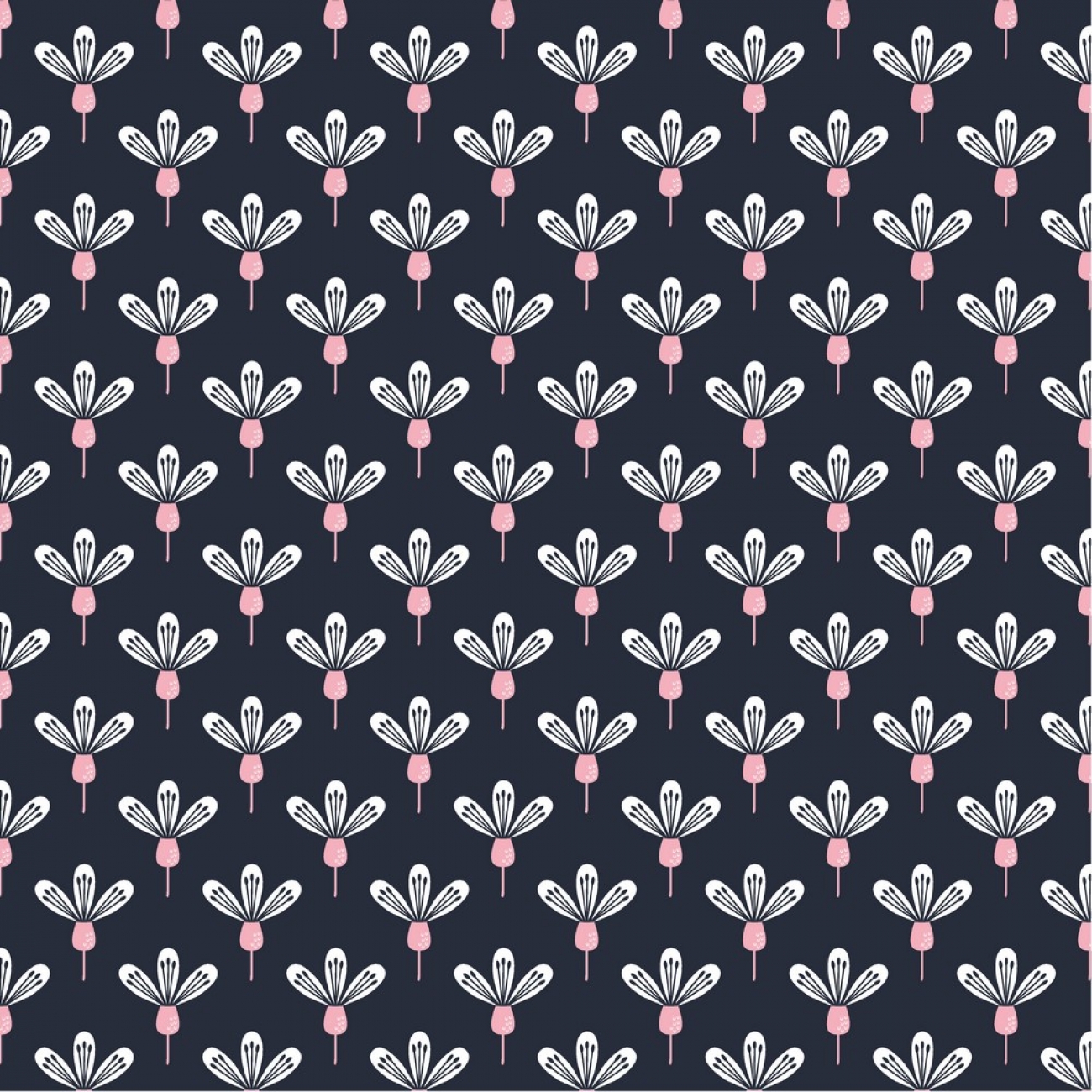 Baumwolle Popeline - Flowers and Graphic - Blau