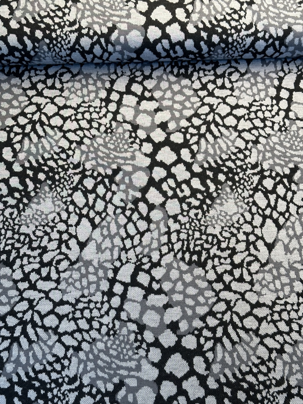 Jacquard - Jersey Swafing - Safari - Leo Schwarz/Grau - Reststück ca.140 cm