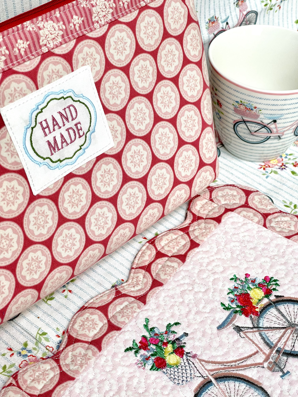 Täschchen - Fahrrad - Tilda Old Rose Dots
