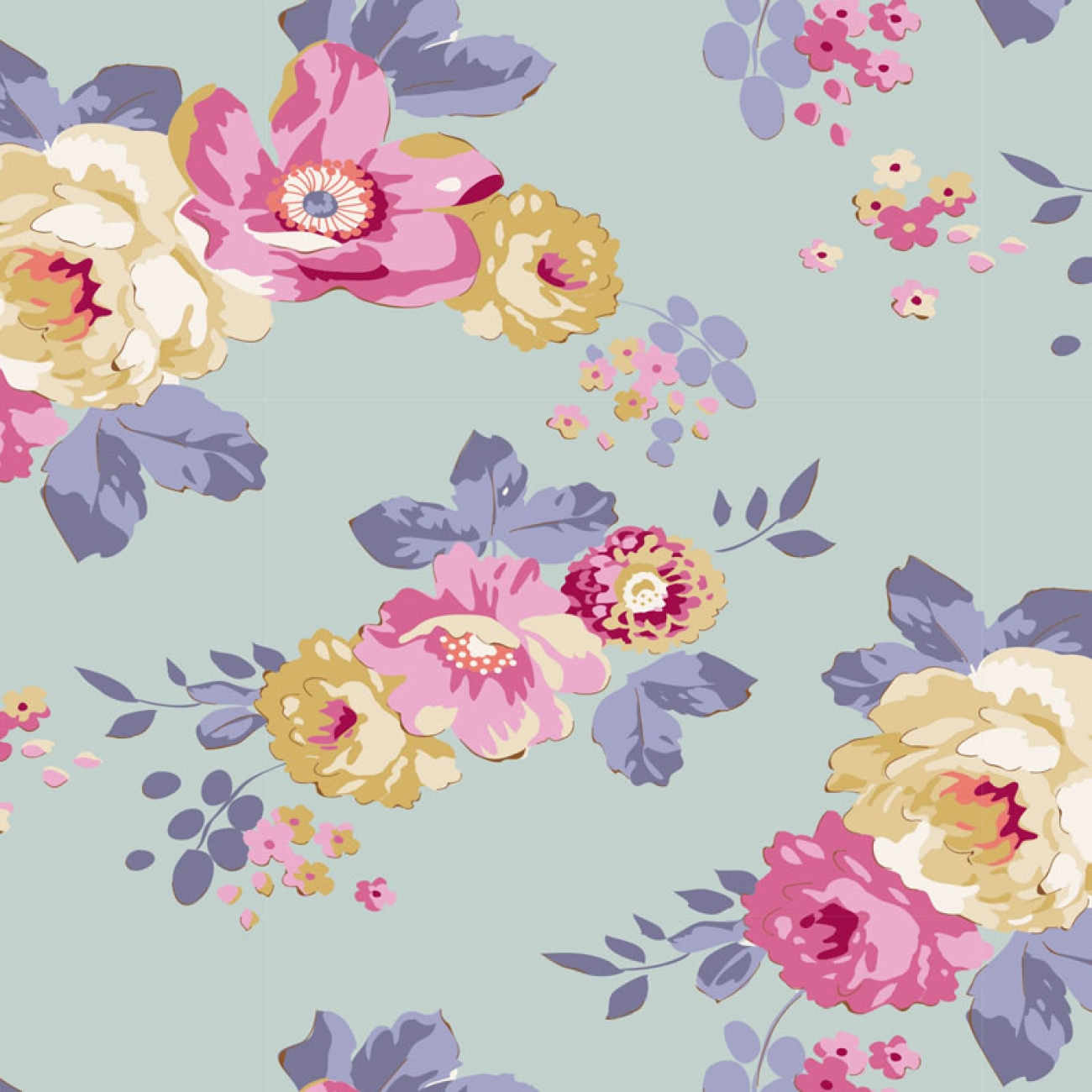 Tilda Patchwork Stoff Baumwolle - Maple Farm - Pauline Teal