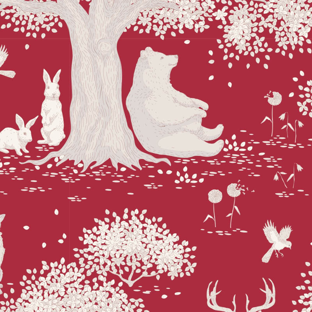 Tilda Patchwork Stoff Baumwolle -  Woodland Carmine