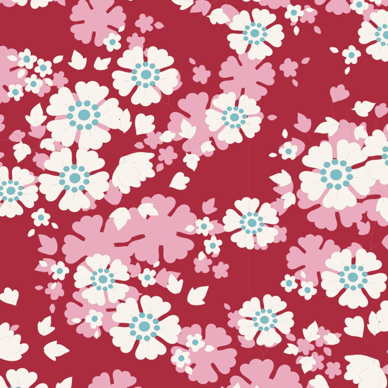 Tilda Patchwork Baumwolle - Woodland Aster Carmine