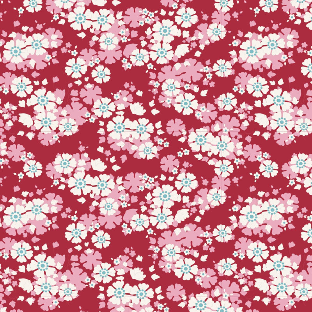 Tilda Patchwork Baumwolle - Woodland Aster Carmine