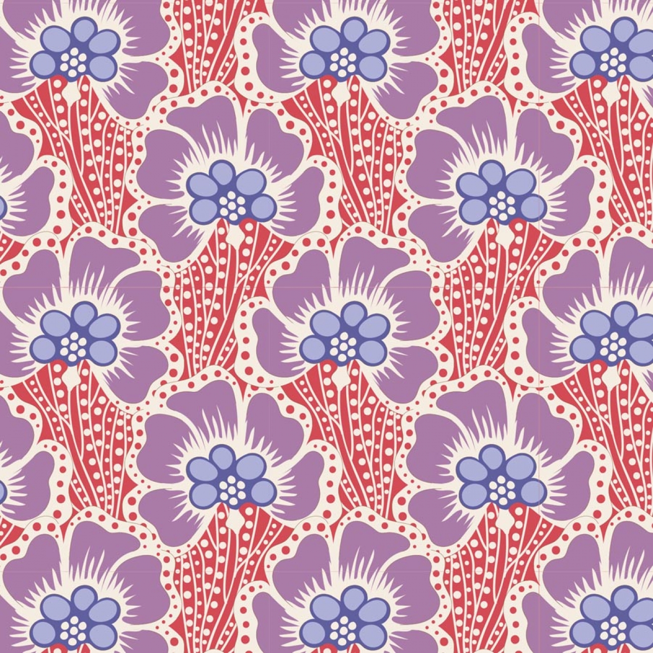 Tilda Patchwork Stoff Baumwolle - Cotton Beach - Ocean Flower Coral