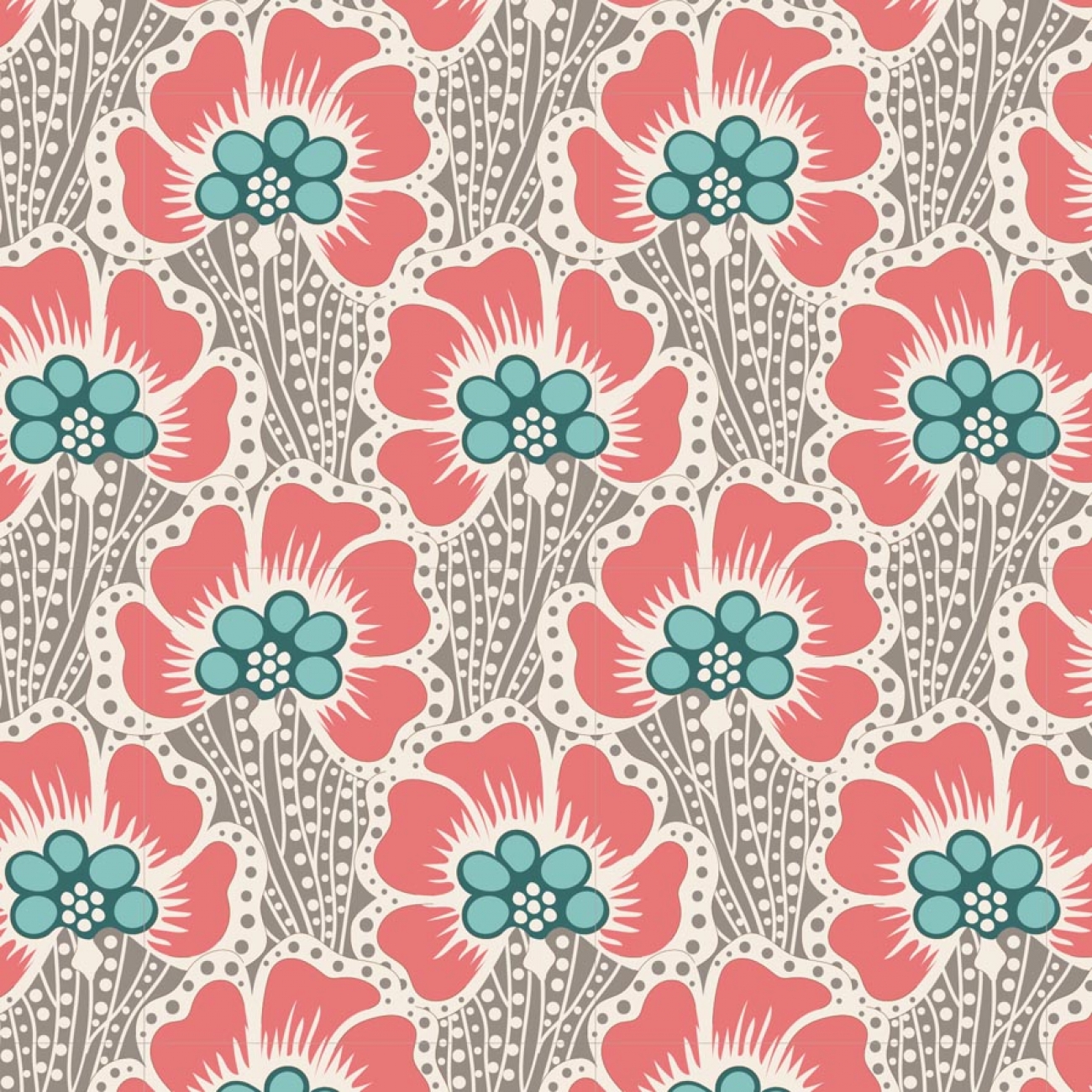 Tilda Patchwork Stoff Baumwolle - Cotton Beach - Ocean Flower Grey