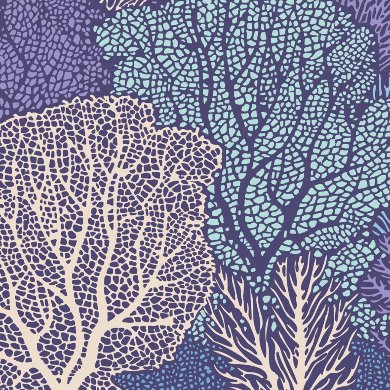 Tilda Patchwork Stoff Baumwolle - Cotton Beach - Coral Reef Blue