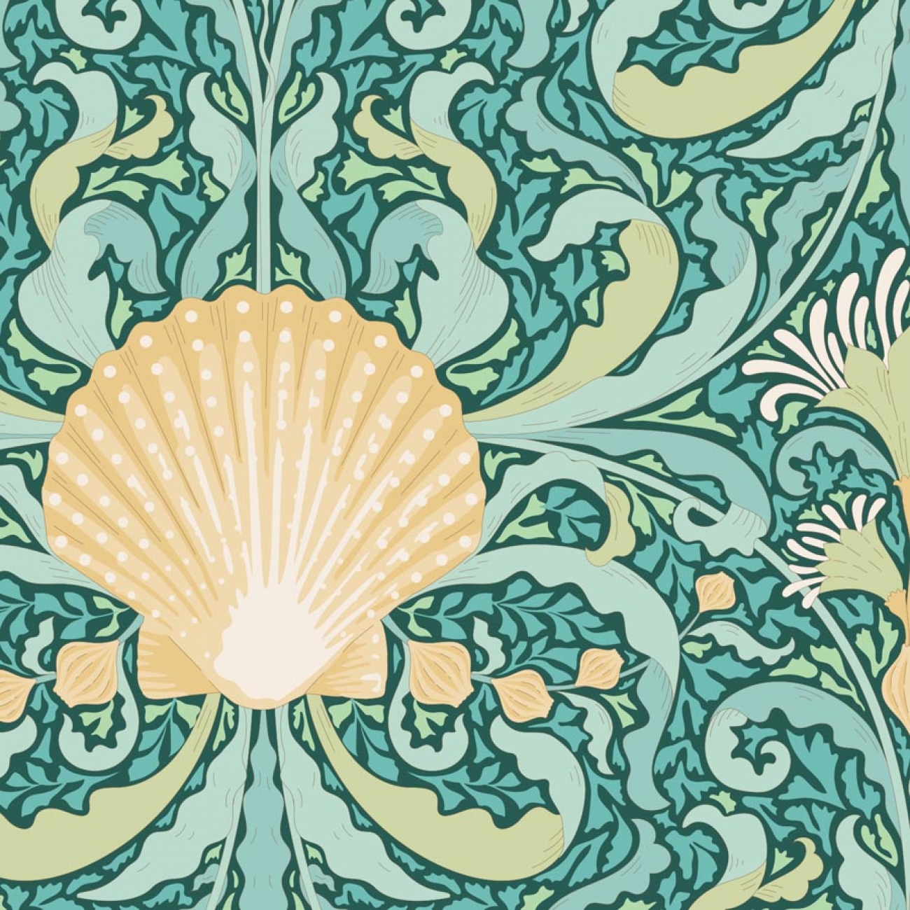 Tilda Patchwork Stoff Baumwolle - Cotton Beach - Scallop Shell Teal