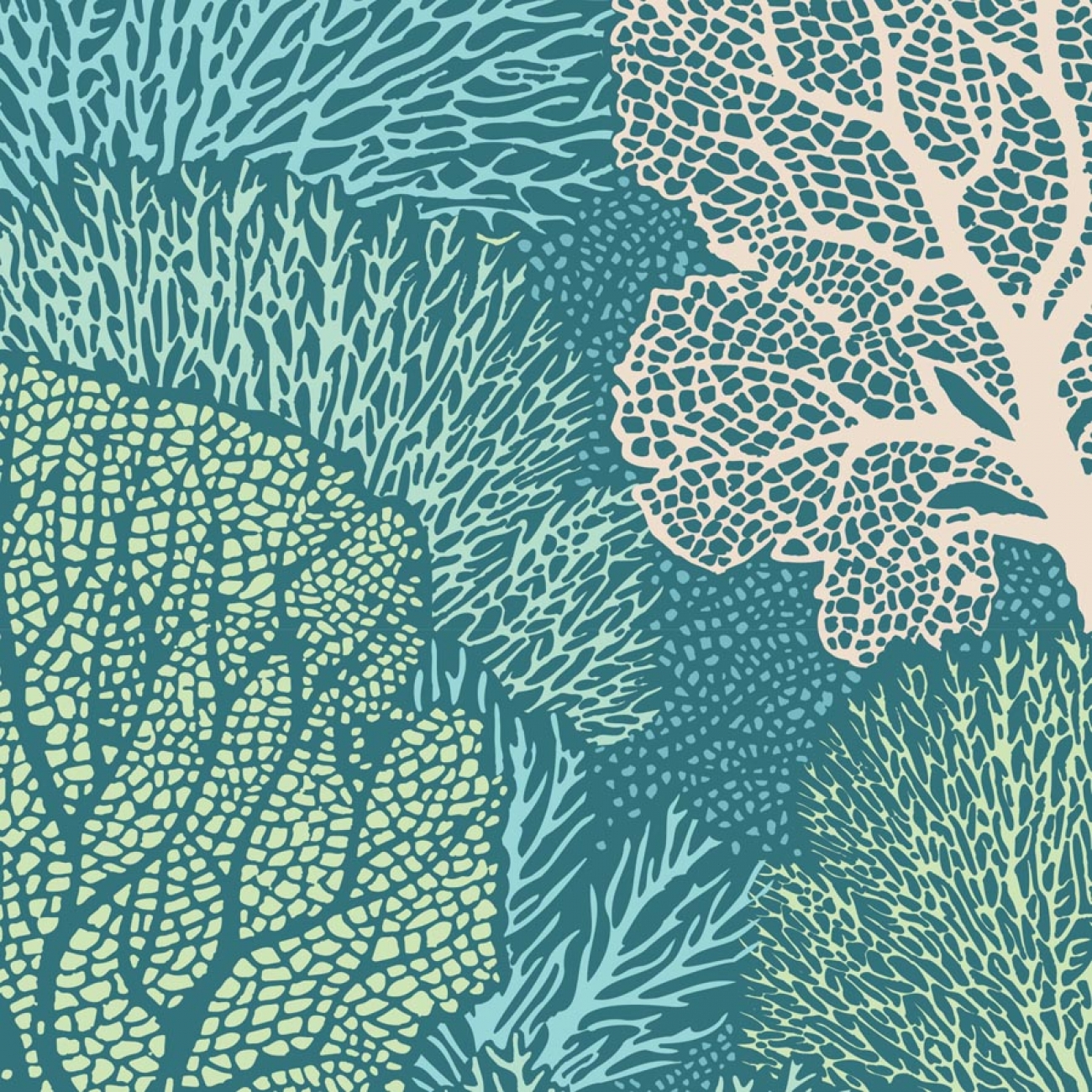 Tilda Patchwork Stoff Baumwolle - Cotton Beach - Coral Reef Teal