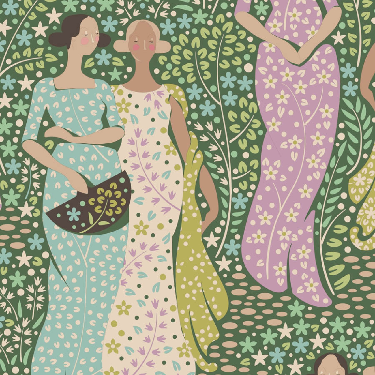 Tilda Patchwork Stoff Baumwolle - Hometown - Friendly Gathering Fern