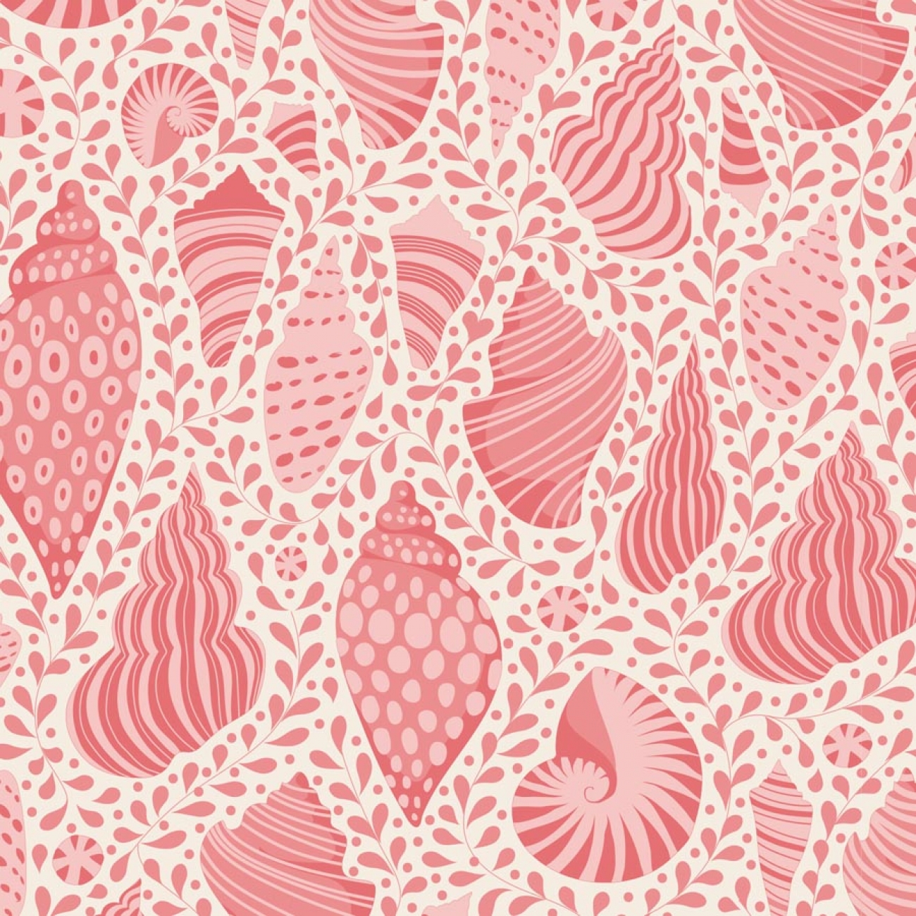 Tilda Patchwork Stoff Baumwolle - Cotton Beach - Beach Shells Coral
