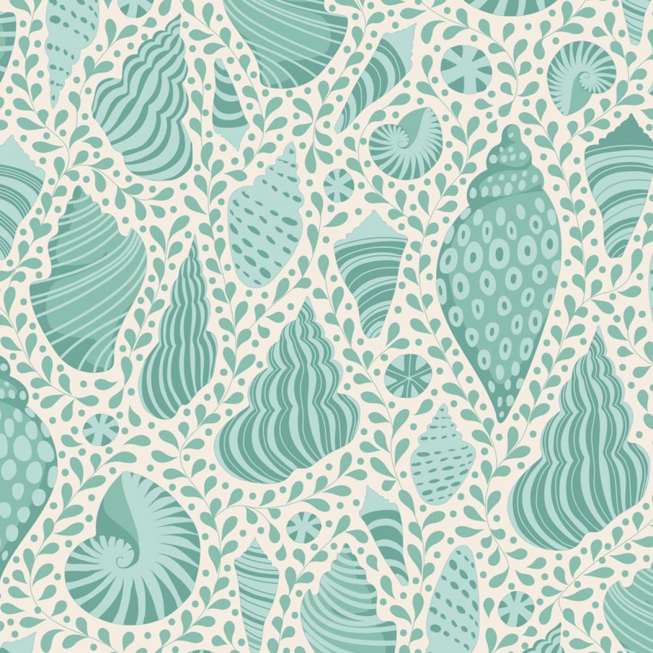 Tilda Patchwork Stoff Baumwolle - Cotton Beach - Beach Sehlls Teal