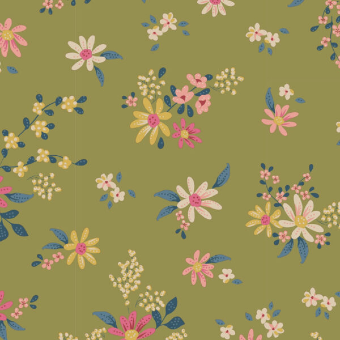 Tilda Patchwork Stoff Baumwolle - Daisyfield Green