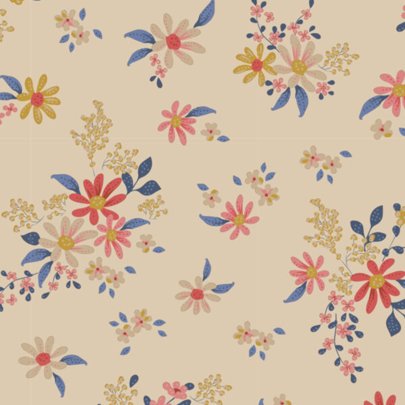 Tilda Patchwork Stoff Baumwolle - Daisyfield Cream