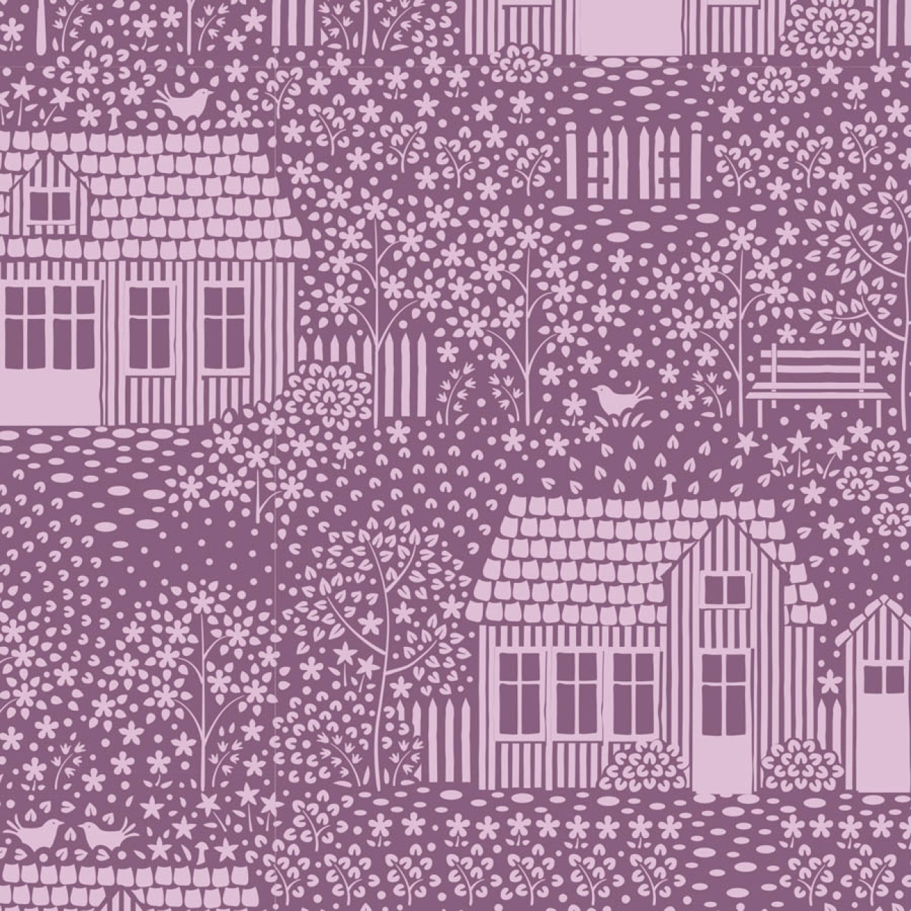 Tilda Patchwork Stoff Baumwolle - Hometown - My Neighborhood Lilac
