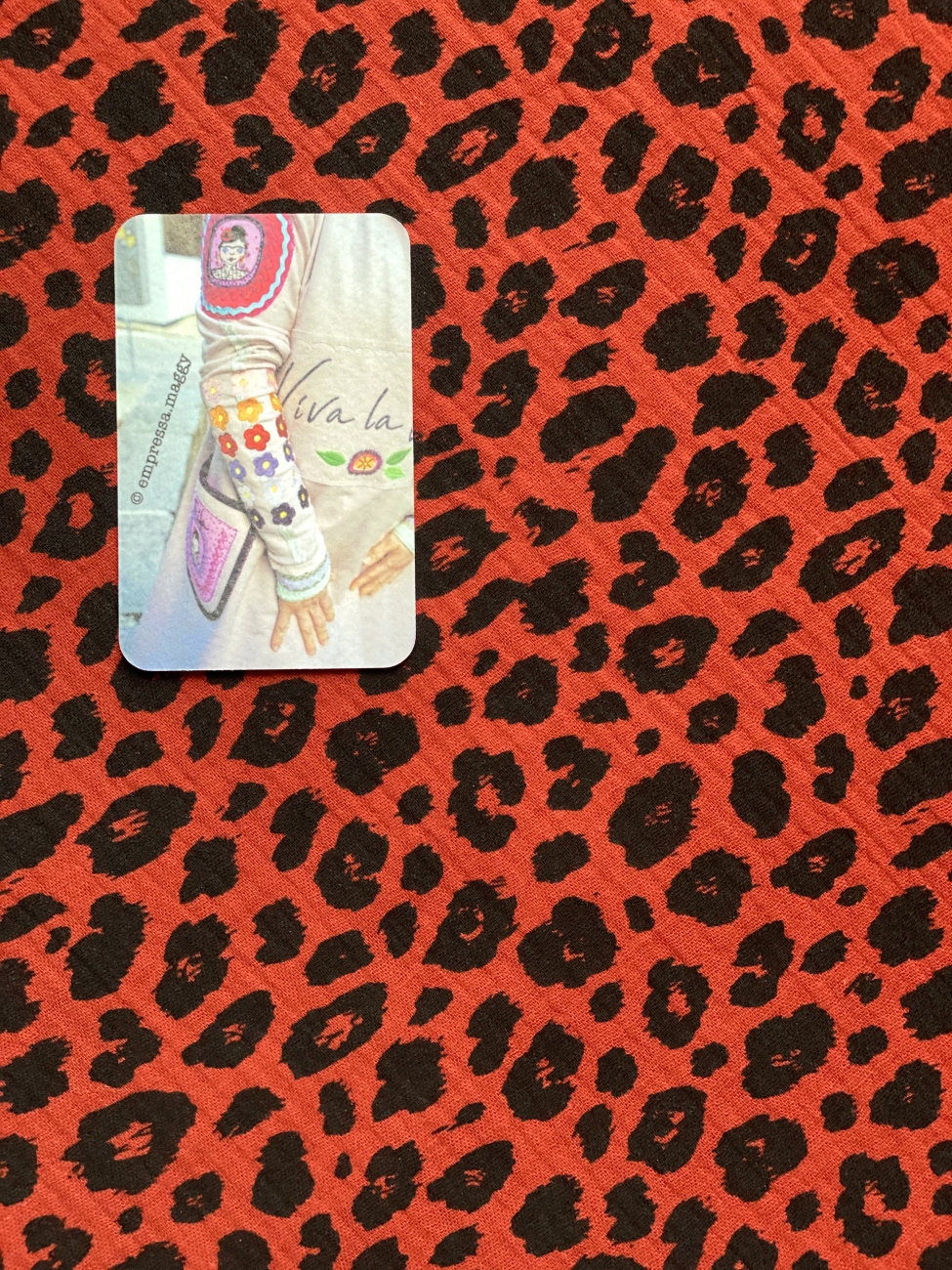 Double Gauze - Leo - Schwarz/Terracotta