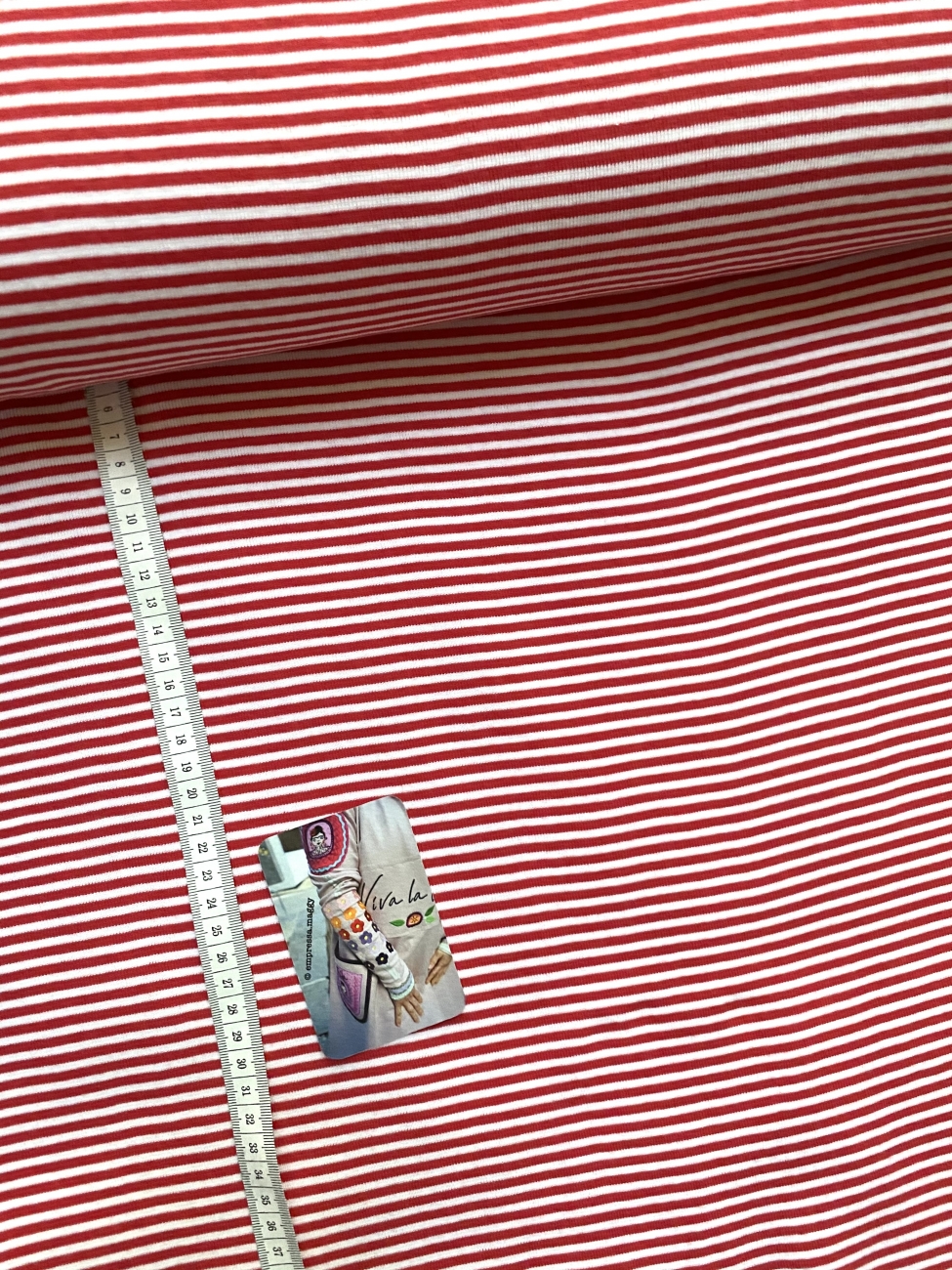 Bündchen Schlauchware - Swafing - Streifen 3 mm - Rot/Weiß