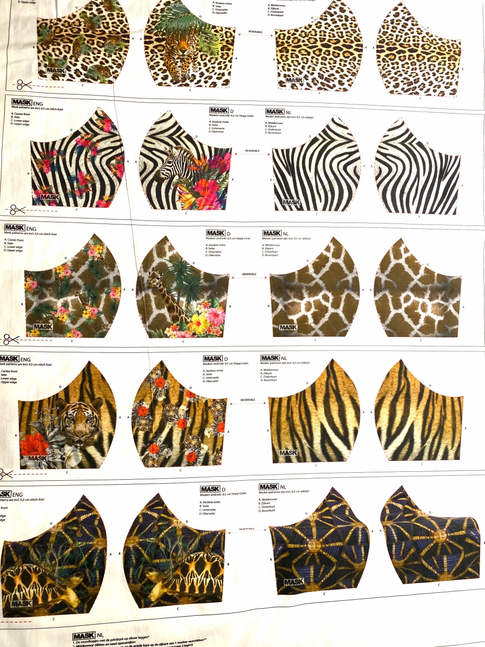 Baumwolle Popeline -  Masken Panel - Print