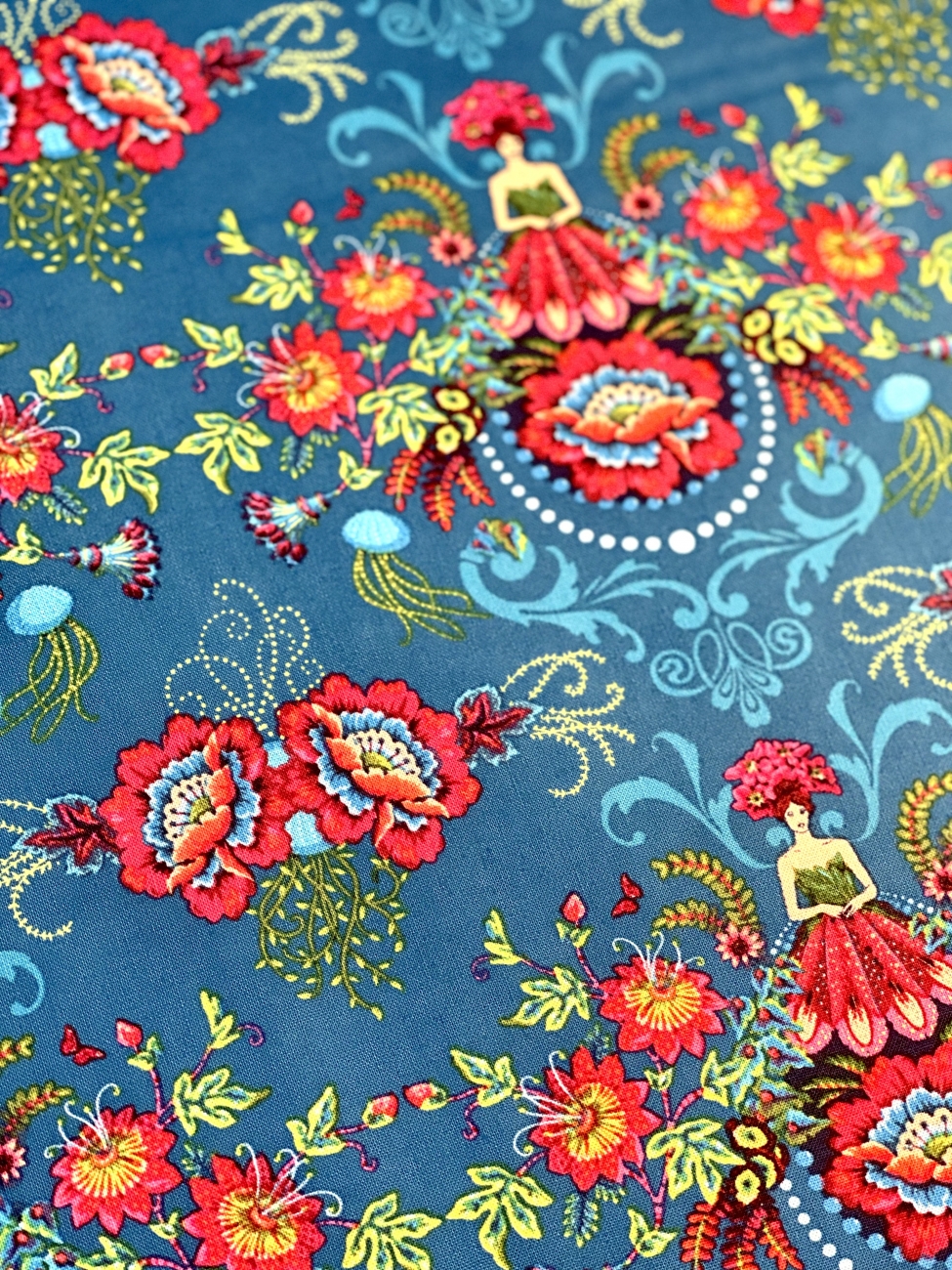Baumwolle Patchwork - Odile Bailloeul - Mini Flower Fairies - Blue