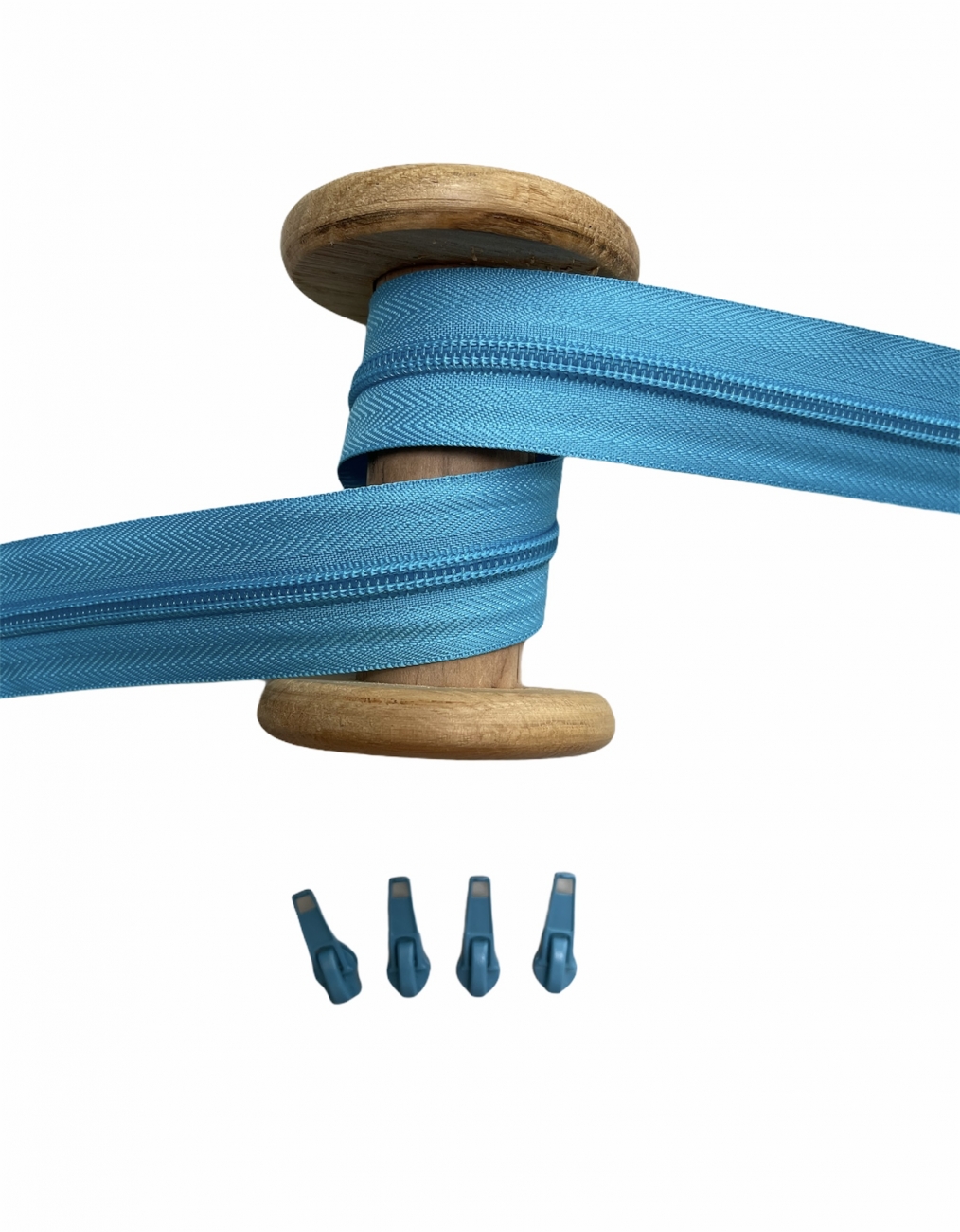 Endlosreißverschluss - Band 5 mm -  + 4 Zipper - Türkis