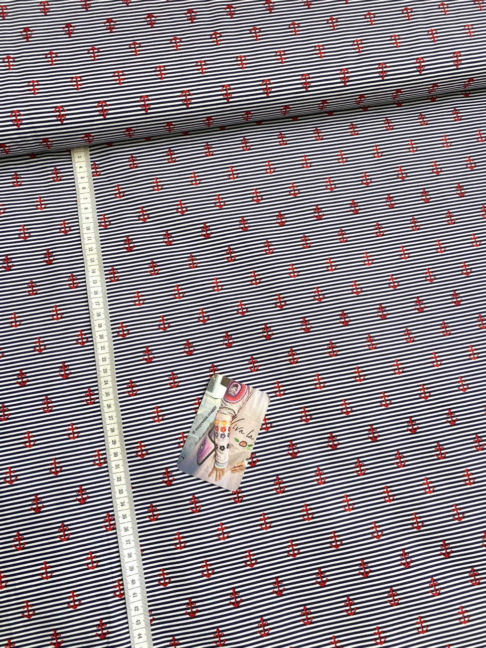 Baumwolle - Rote Anker - Blau