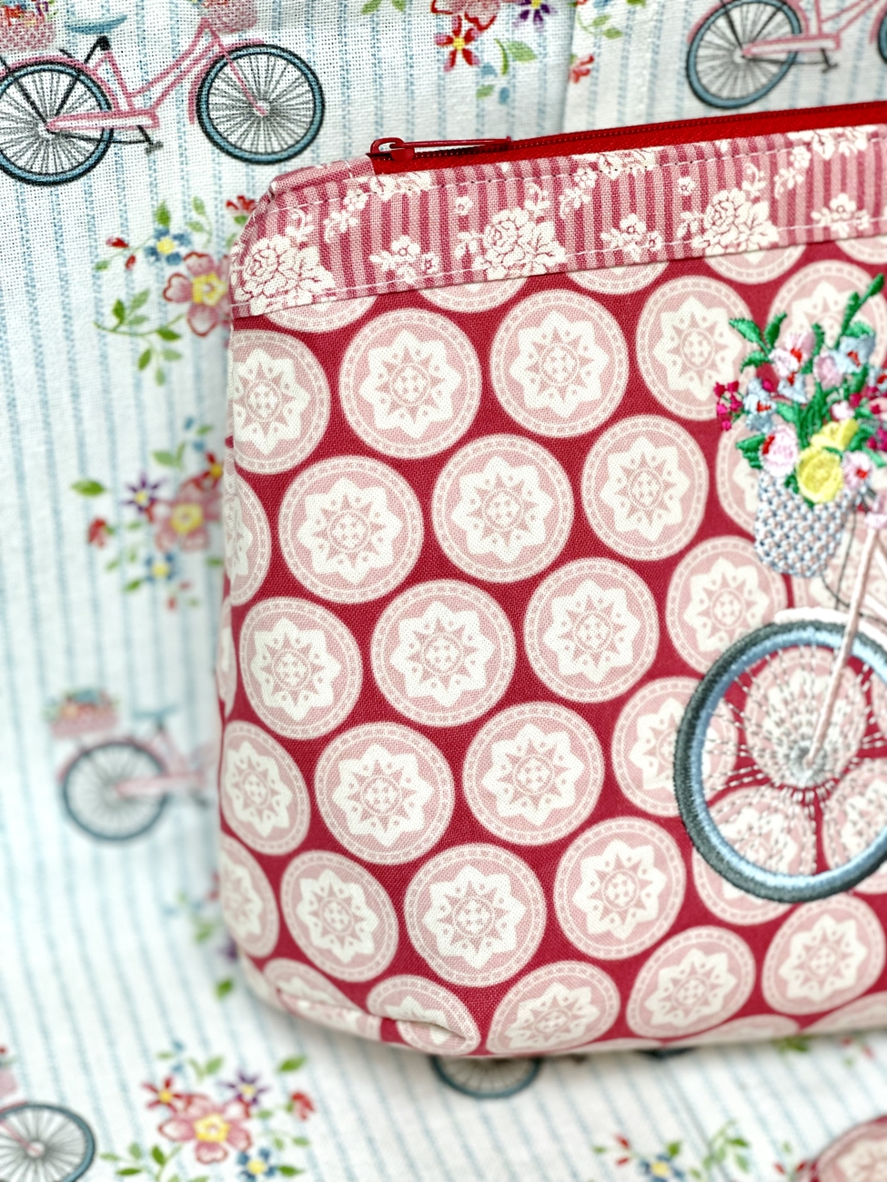Täschchen - Fahrrad - Tilda Old Rose Dots