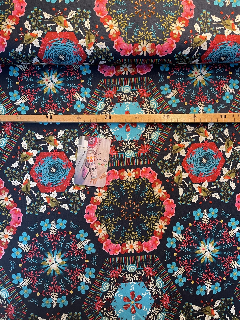 Baumwolle Patchwork - Odile Bailloeul - Land Art 2 - Hexagon Blau
