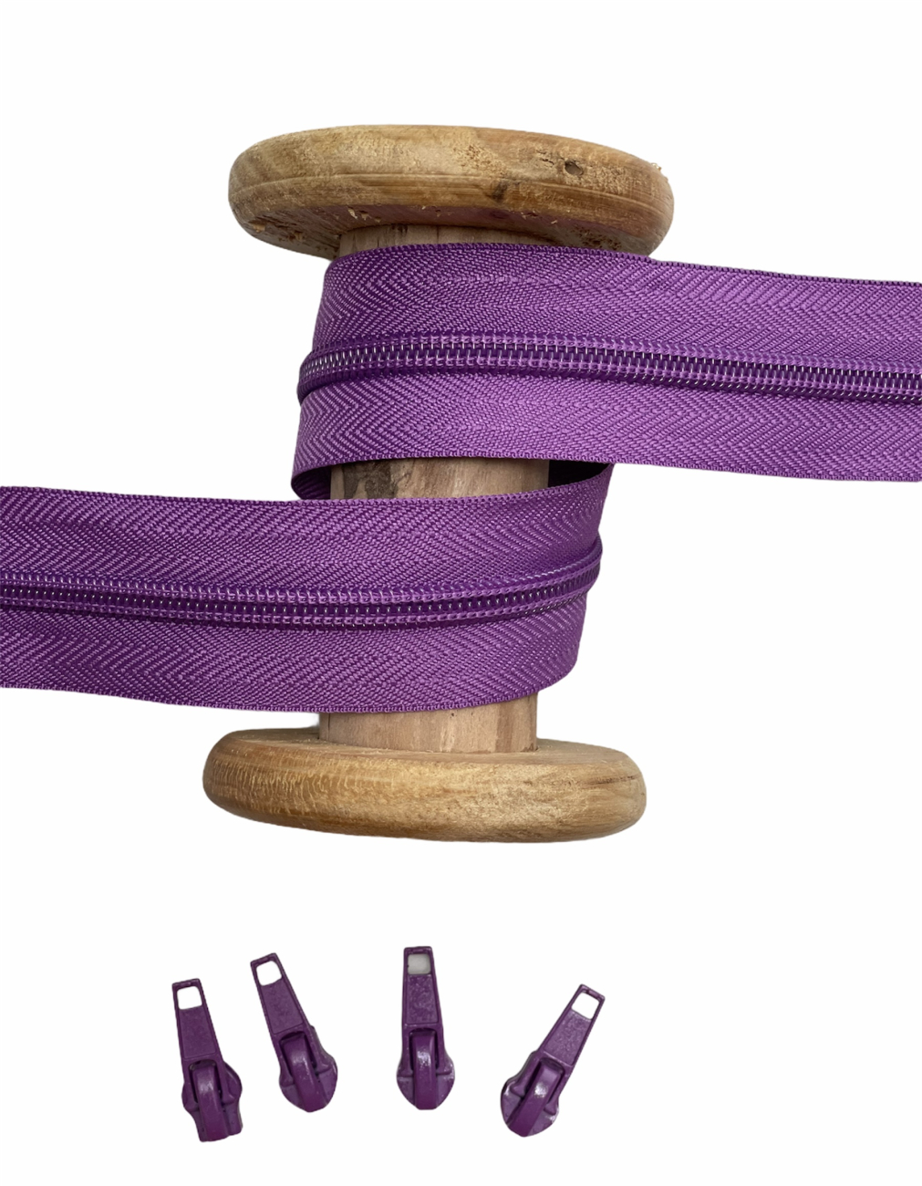 Endlosreißverschluss - Band 5 mm -  + 4 Zipper - Violett