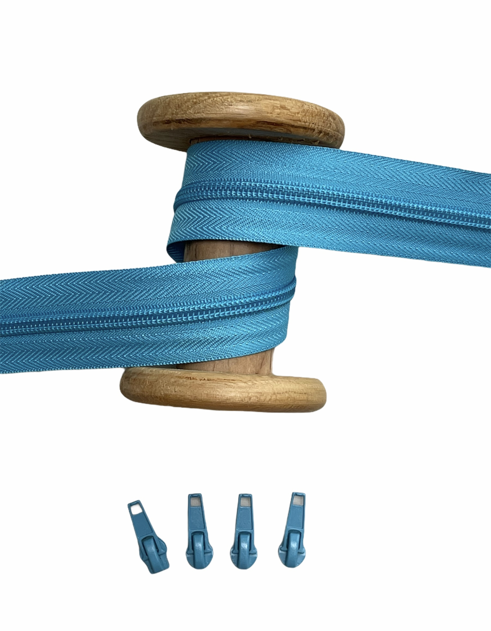 Endlosreißverschluss - Band 5 mm -  + 4 Zipper - Türkis
