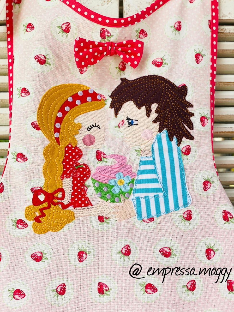 GreenGate Schürze Strawberry Pale Pink Schleife - Sweetlinge