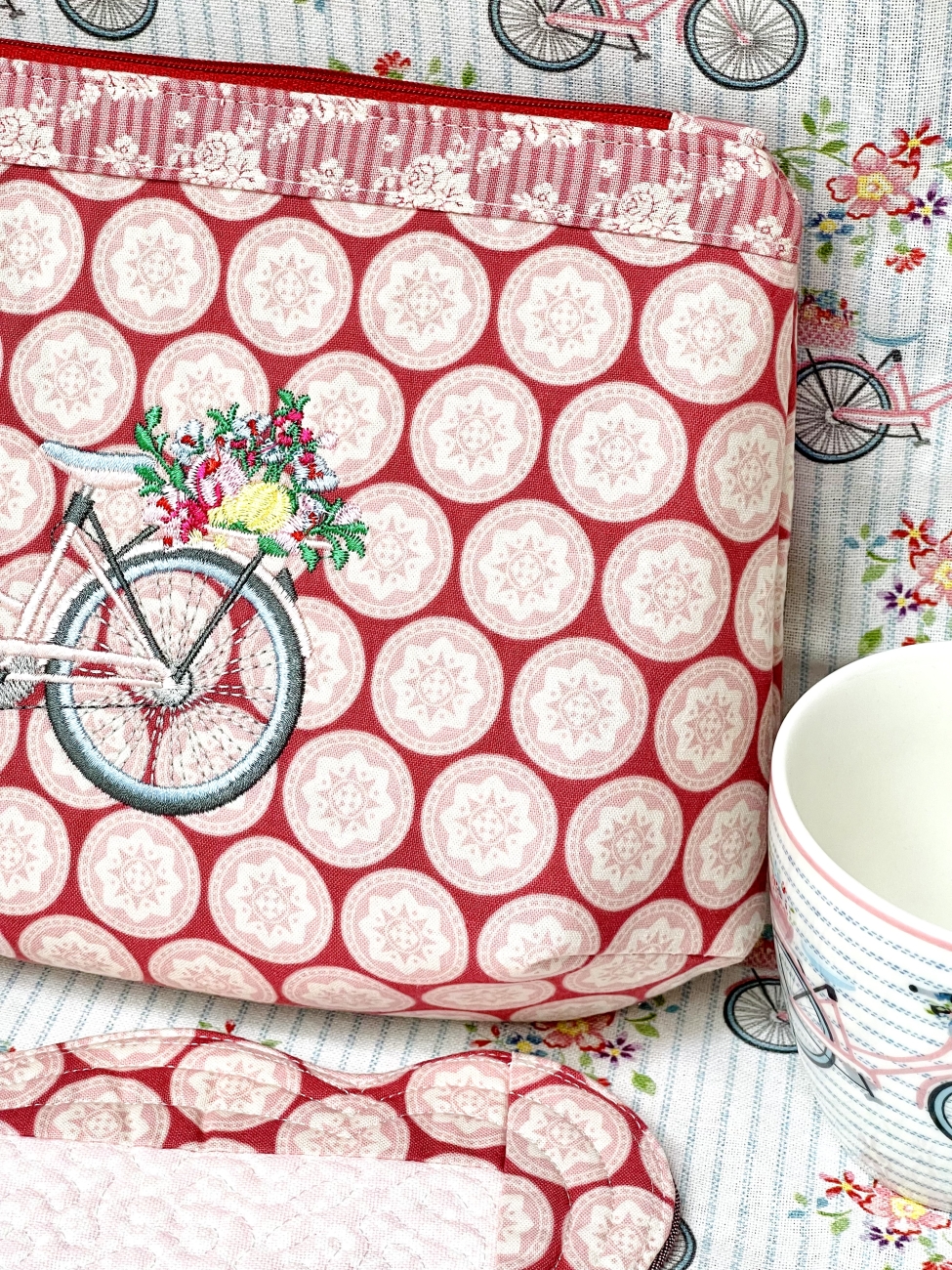 Täschchen - Fahrrad - Tilda Old Rose Dots