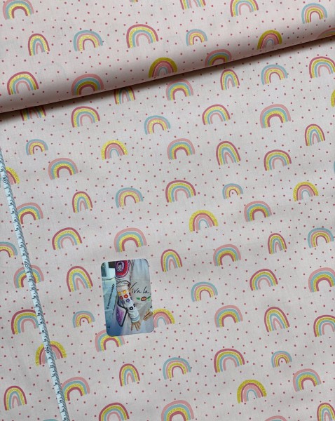 Baumwolle Popeline - Rainbowglitzer - Rosa - Reststück ca. 145 cm