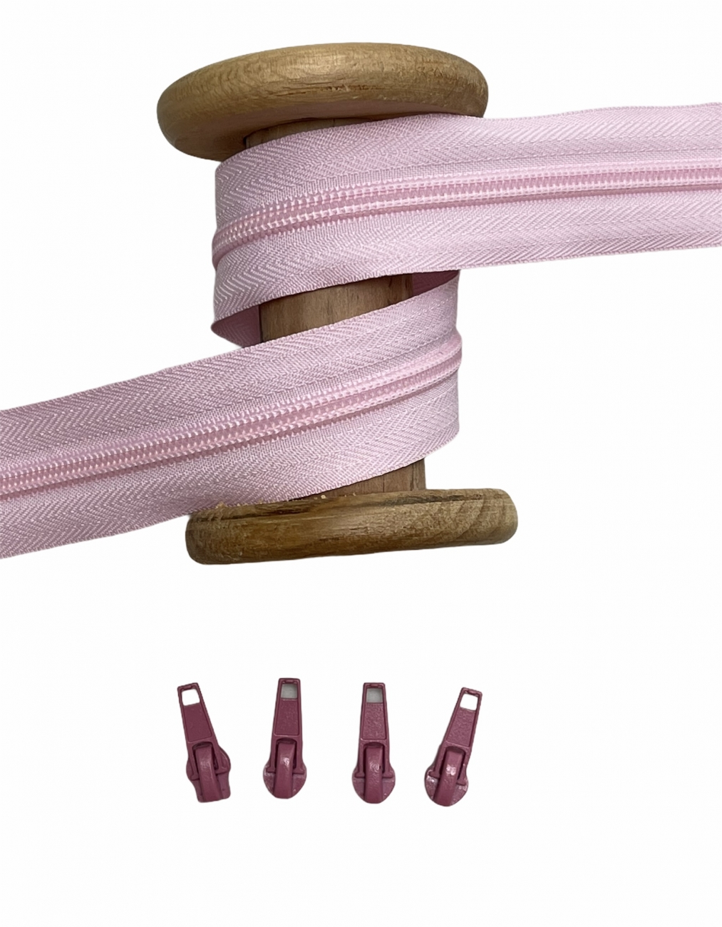 Endlosreißverschluss - Band 5 mm -  + 4 Zipper (Altrosa) - Rosa