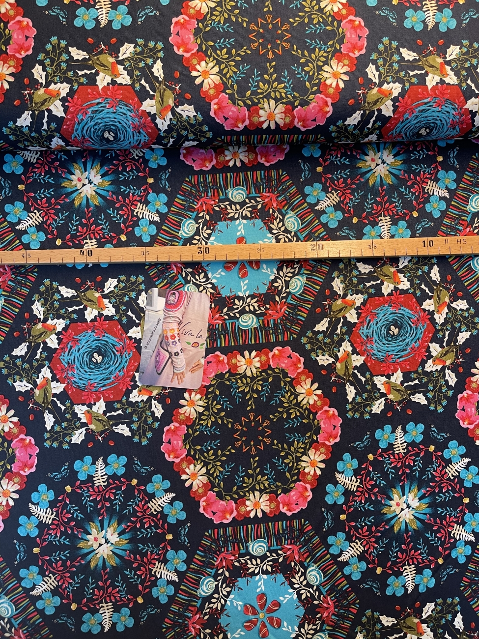 Baumwolle Patchwork - Odile Bailloeul - Land Art 2 - Hexagon Blau