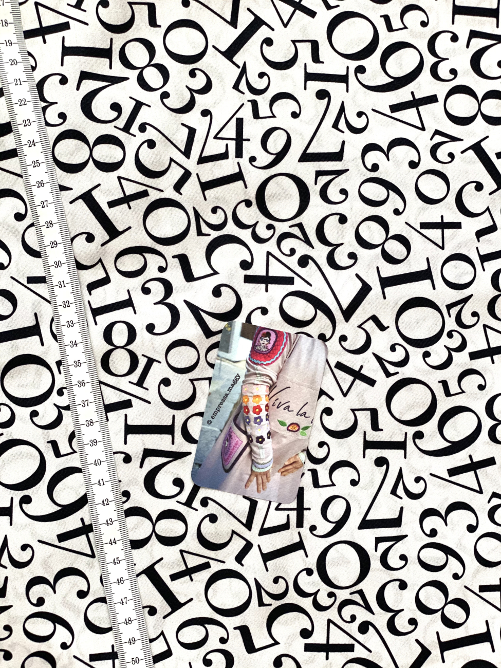 Baumwolle Zahlen - Schwarz/Naturweiß