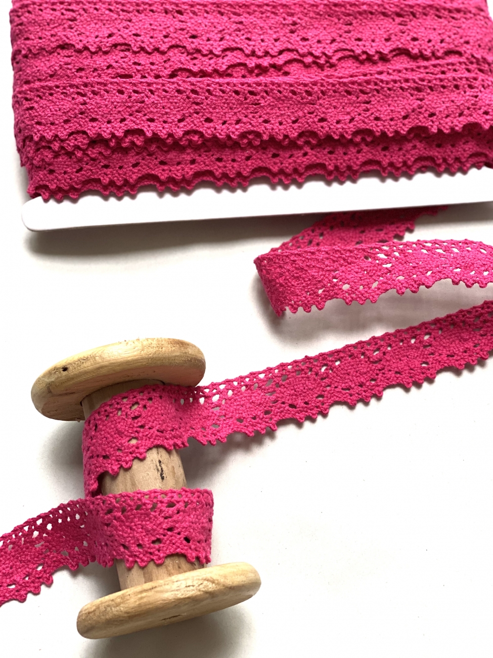 Klöppelspitze / Spitzenborte - Baumwolle - Pink - Reststück ca. 1m