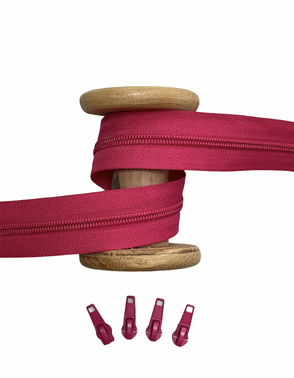 Endlosreißverschluss - Band 5 mm -  + 4 Zipper - Pink