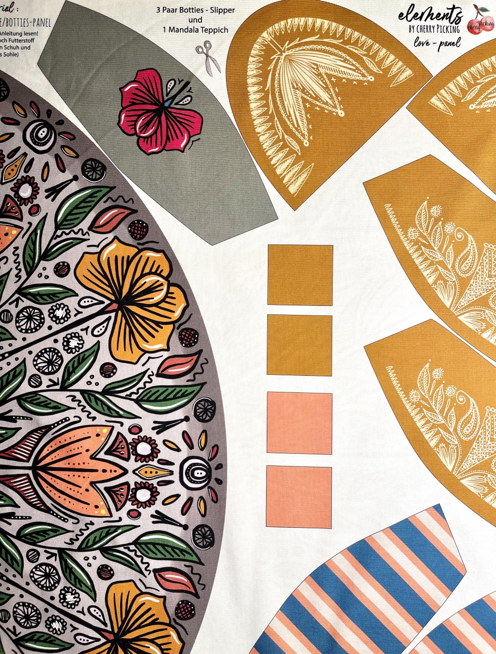 Canvas Swafing - Love by Cherry Picking - Botties-Panel - Grau - ca.109cm