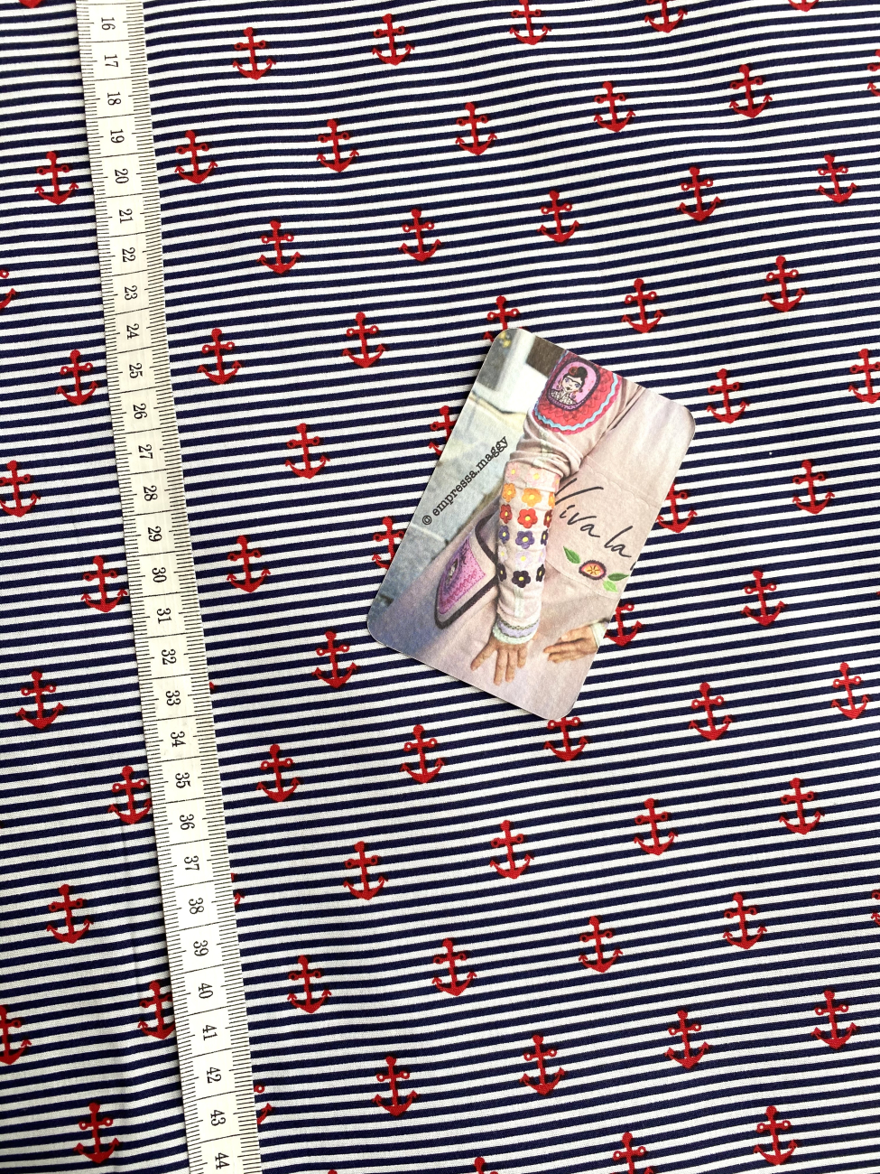 Baumwolle - Rote Anker - Blau