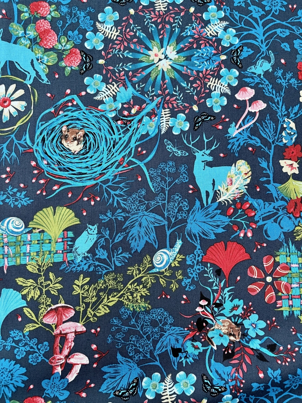Baumwolle Patchwork - Odile Bailloeul - Land Art 2 - Wiese Blau