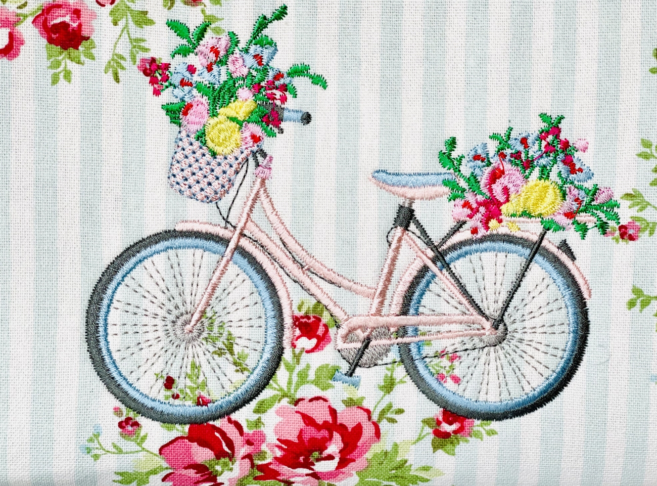 Täschchen - Fahrrad Blumen und Streifen