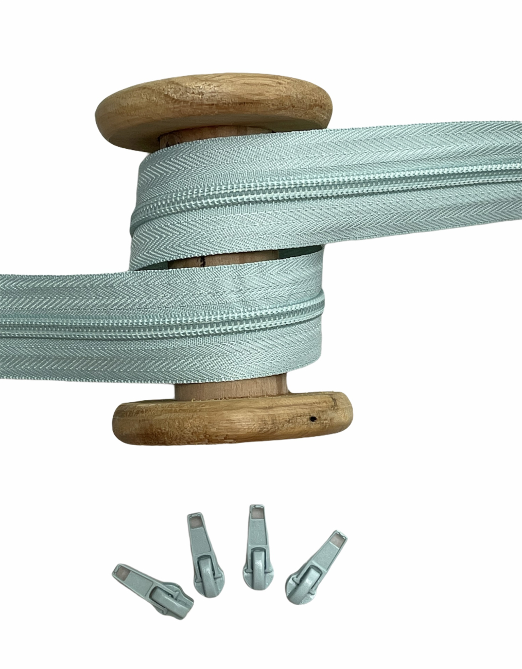 Endlosreißverschluss - Band 5 mm -  + 4 Zipper - Aqua