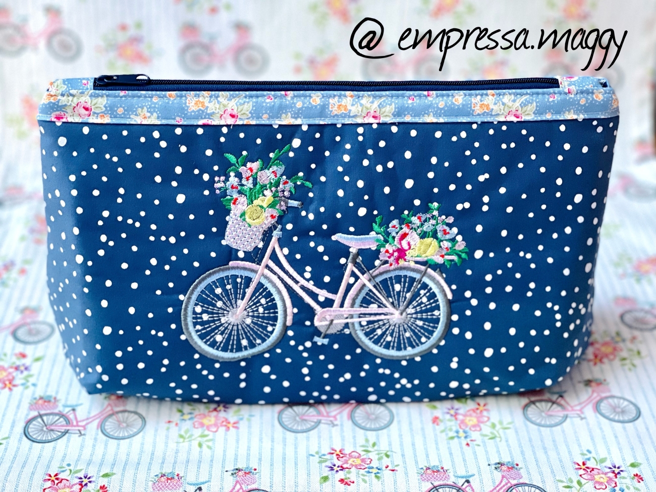 Täschchen - Fahrrad - Blaue Punkte