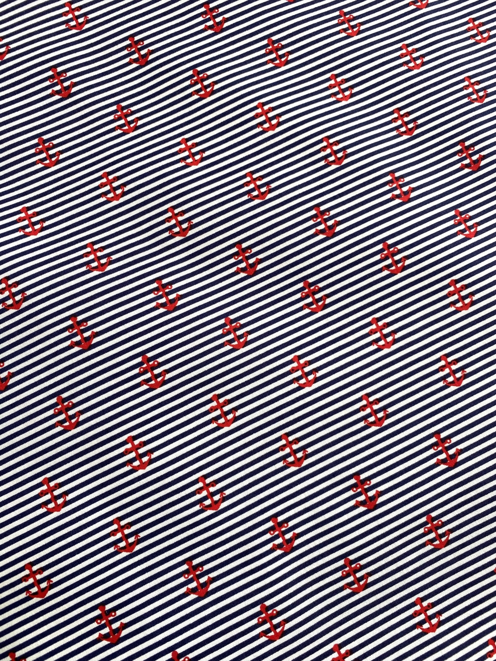 Baumwolle - Rote Anker - Blau