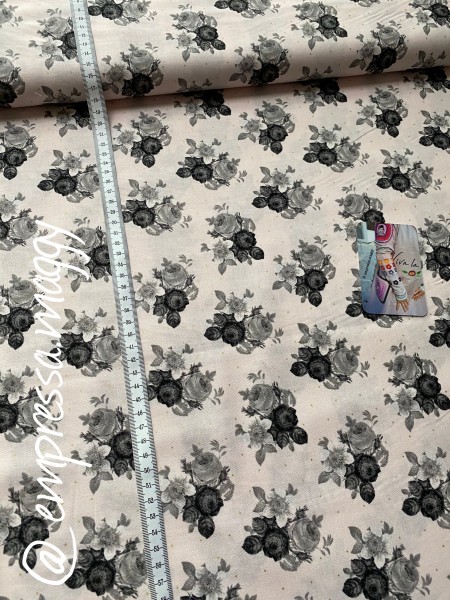 Patchwork Baumwolle - Riley Blake - Blumen - rosa/gold