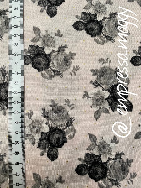 Patchwork Baumwolle - Riley Blake - Blumen - rosa/gold