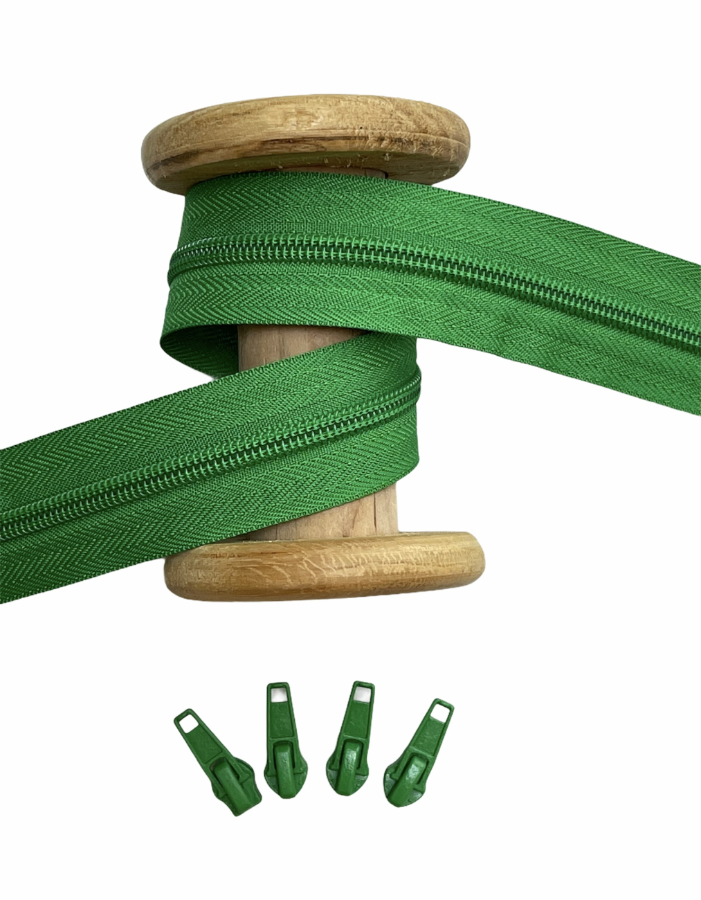 Endlosreißverschluss - Band 5 mm -  + 4 Zipper - Grün