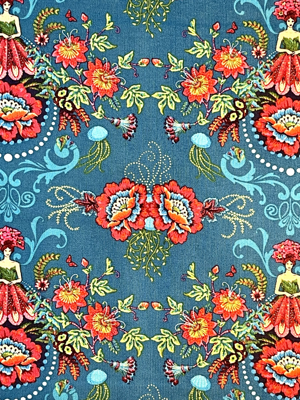 Baumwolle Patchwork - Odile Bailloeul - Mini Flower Fairies - Blue