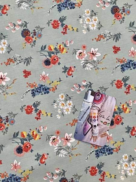Beschichtete Baumwolle - BLÜMCHEN - Mint