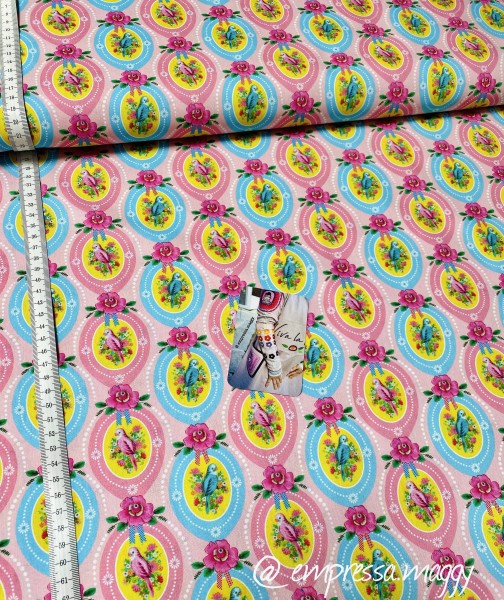 Baumwolle Digital Fiona Hewitt - Candy Bird - Rosa