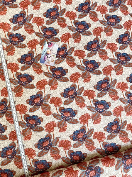 Baumwolle Popeline Blumen Orientalisch - Beige